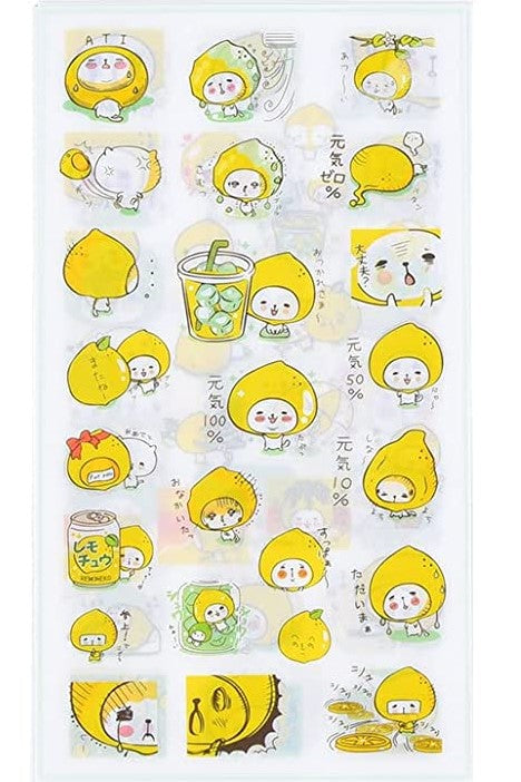 Clear Stickers, 6 pack, Lemon Guy