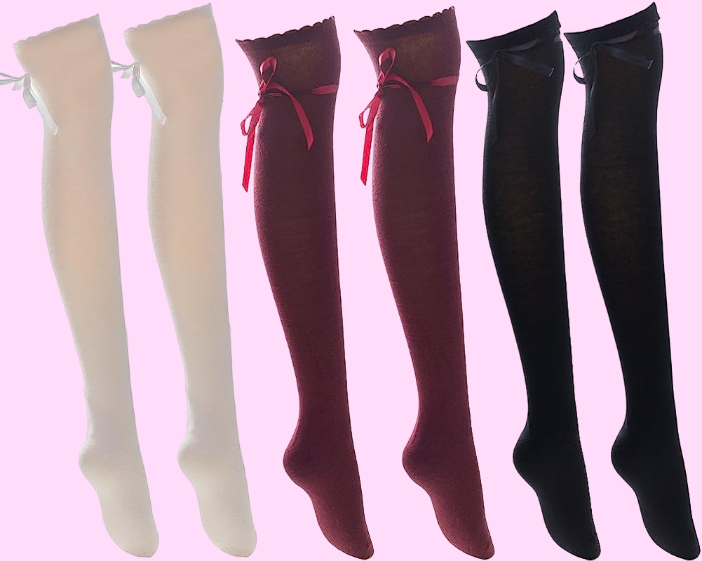 Elegant Gothic Lolita Socks, Over the Knee (OTKs), Solid Colors