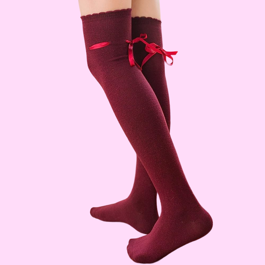 Elegant Gothic Lolita Socks, Over the Knee (OTKs), Solid Colors