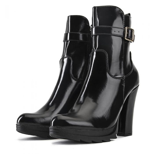 Patent Leather High Heel Boots