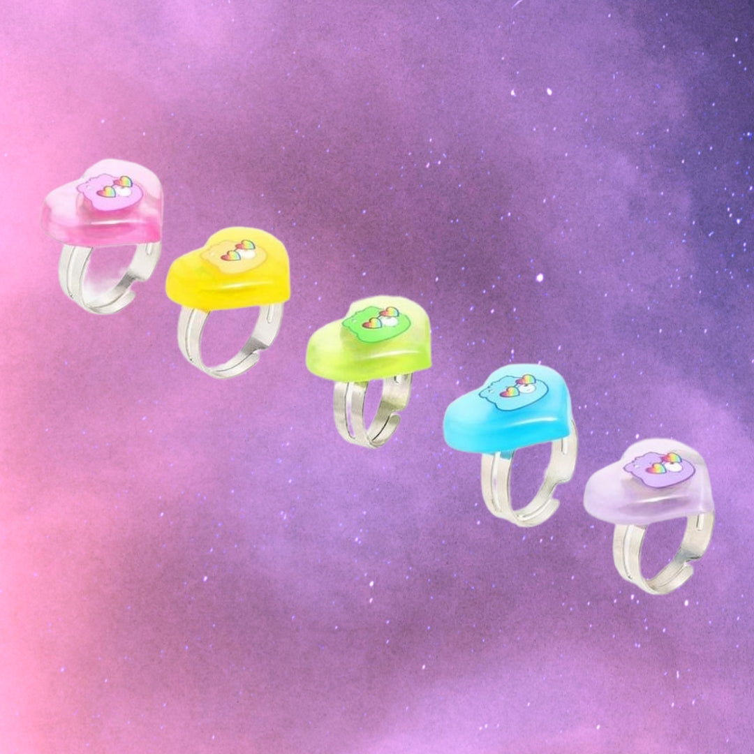 Rainbow Care Bears Resin Ring Set