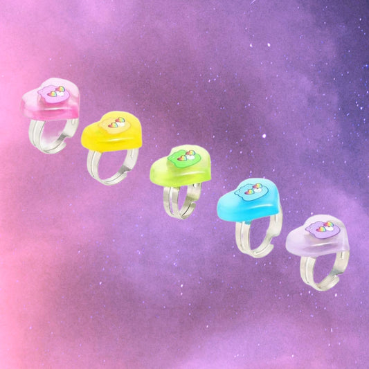 Rainbow Care Bears Resin Ring Set