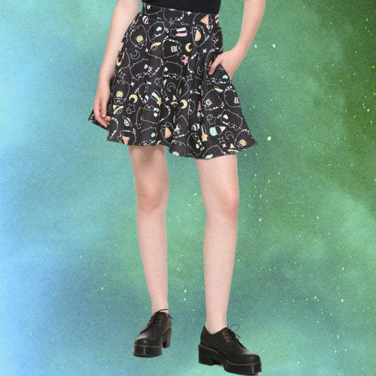 Pusheen Galactic Snacks Kawaii Skater Skirt