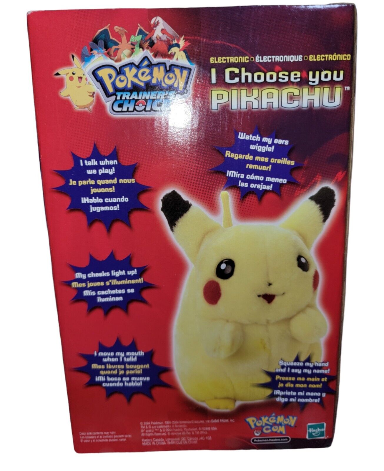 Pokémon 2004 "I Choose You Pikachu" Trainer's Choice Electronic Talking Plush