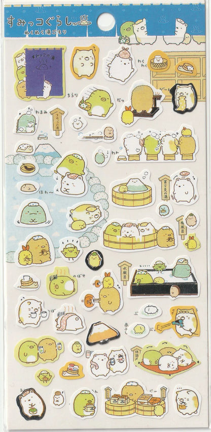 San-x Sumikko Gurashi Sticker Sheet, Silver Foil Paper, Onsen Visit