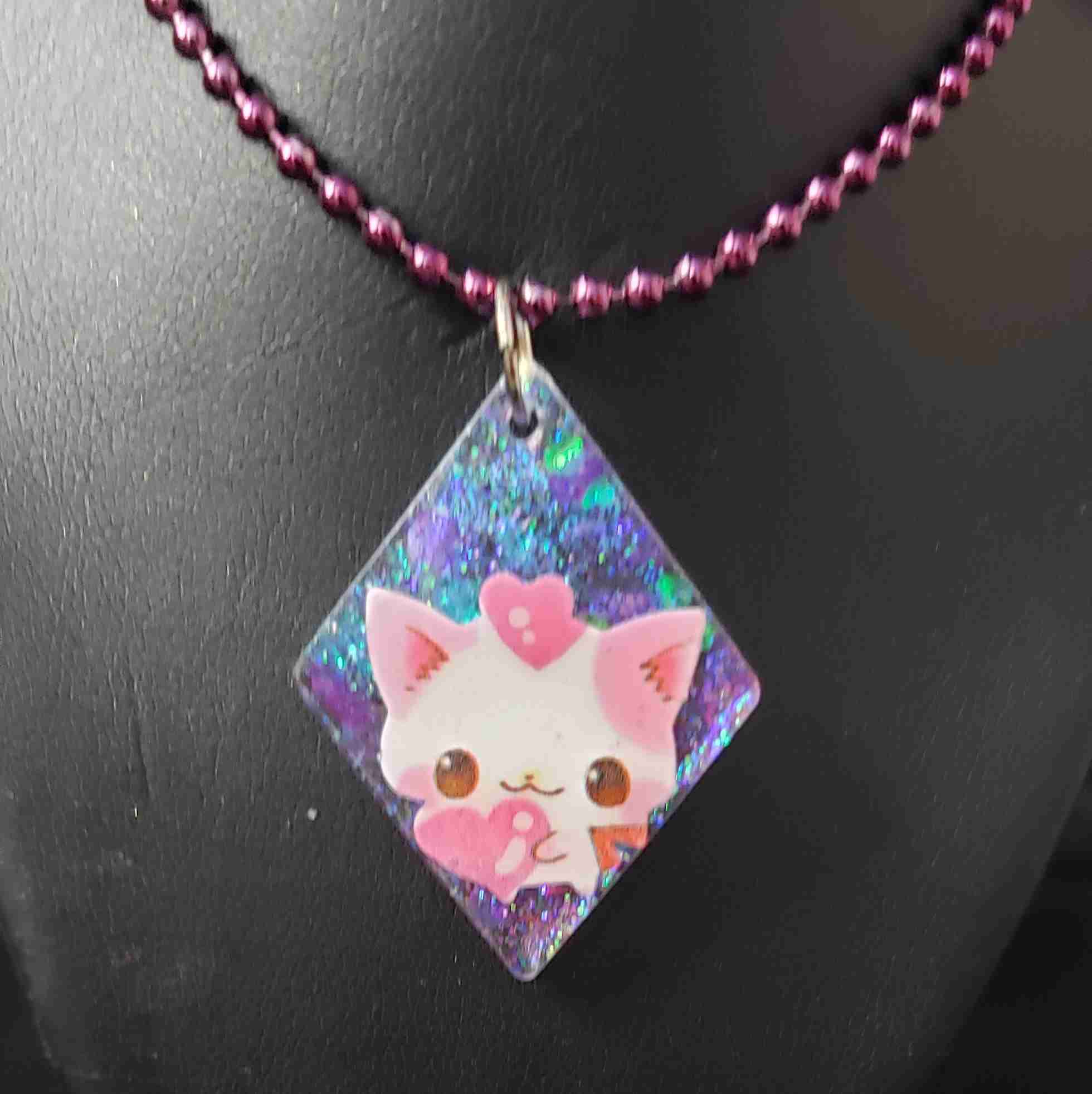 EK Originals, Heart Neko Resin Pendant Necklace – Extreme Kawaii EK Originals, Heart Neko Resin Pendant Necklace – Extreme Kawaii